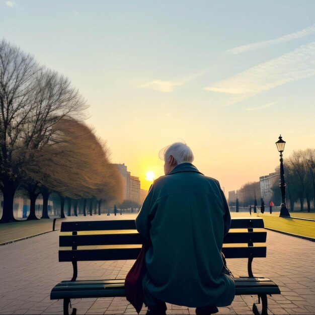 Photo the man seat in the park