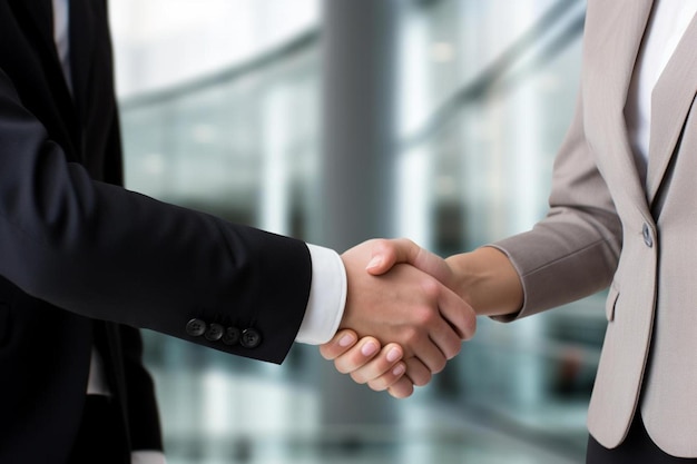 a man shaking hands with another man in the background.