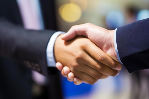 a man shaking hands with another man in the background