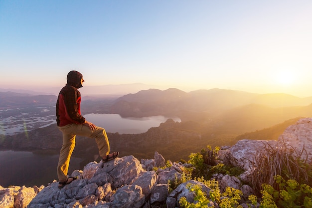 Man on the sheer cliff