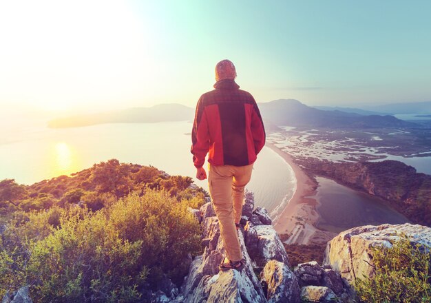 Man on the sheer cliff