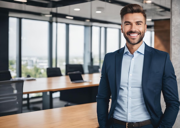 Photo man in shirt in his office