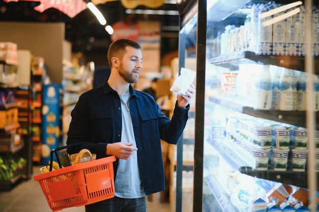 Man shopping in a supermarket