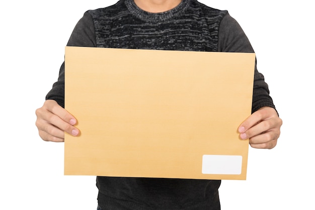 Man showing brown envelope