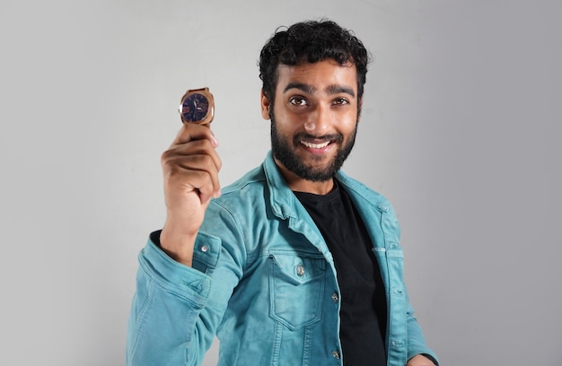 Man showing his watch