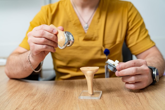 Man showing medical mechanism Recovery medical examination