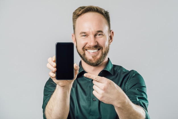 Man showing smartphone screen