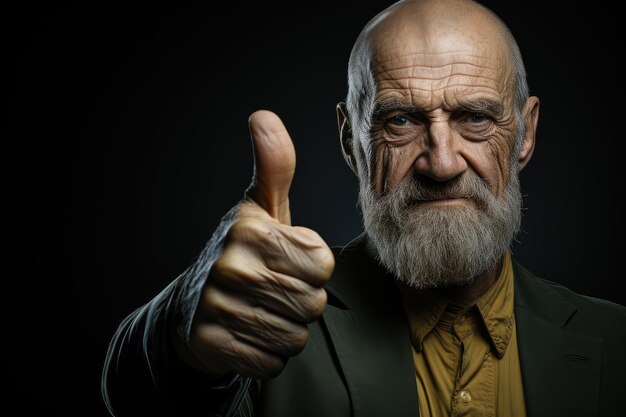 Man Showing Thumbs Up extreme closeup Generative AI