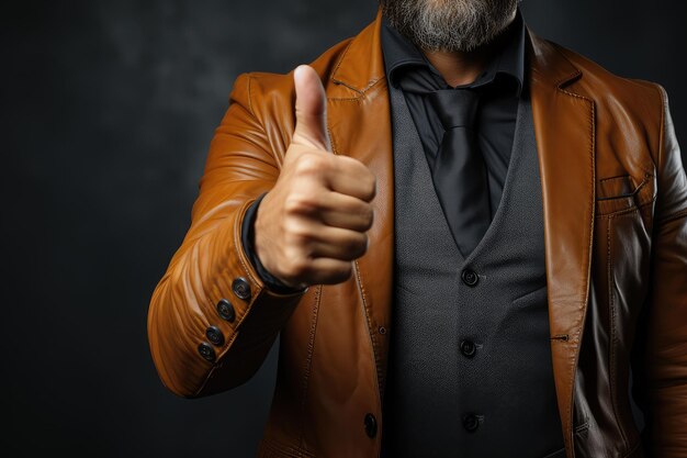 Man Showing Thumbs Up extreme closeup Generative AI