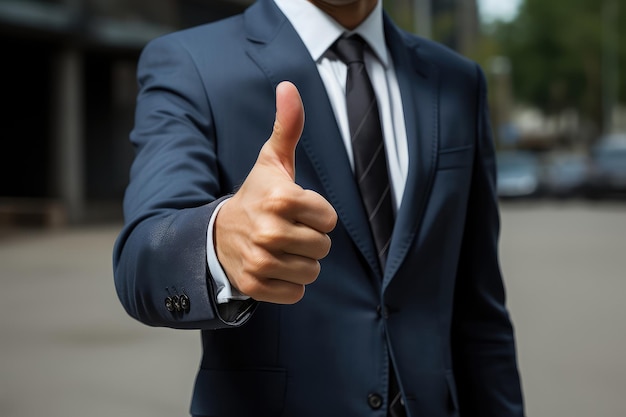 Man Showing Thumbs Up extreme closeup Generative AI