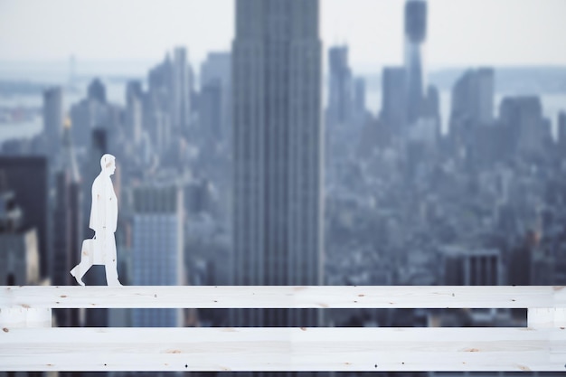 Man silhouette on abstract bridge