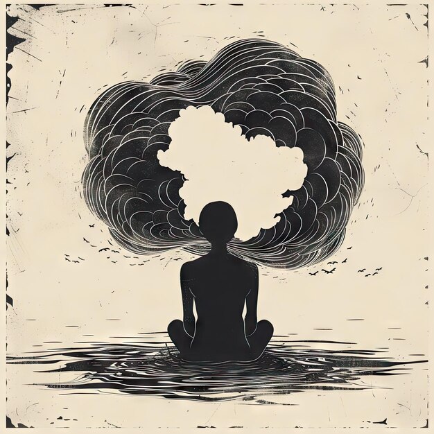 man silhouette meditation