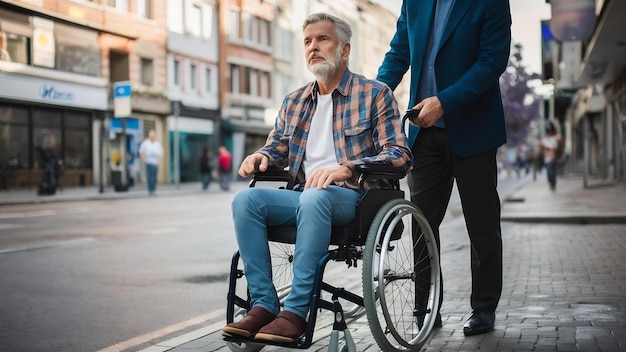 Мужчина сидит в инвалидной коляске