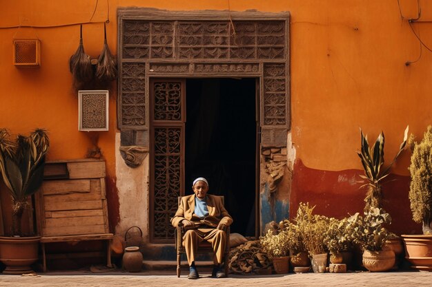 A man sits in front of a cross that reads