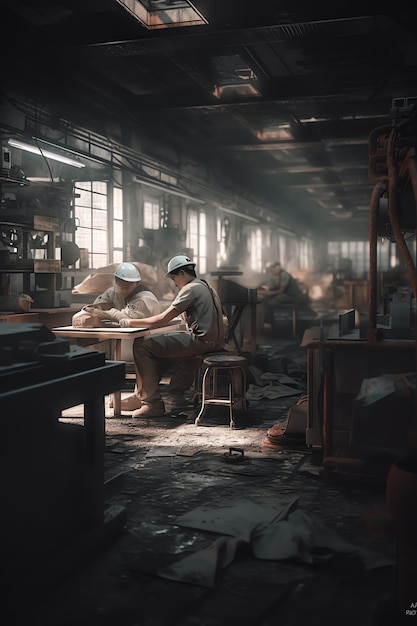 A man sits at a table in a room with a lot of stuff on it.