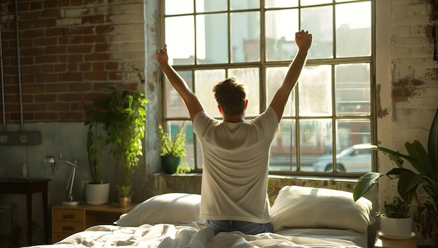 Man sitting on bed