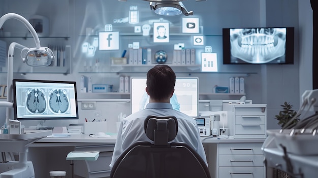 Man Sitting at Computer Desk