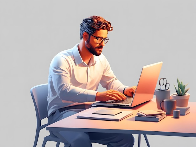 A man sitting at a desk with a laptop