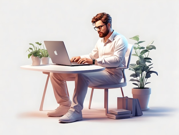 A man sitting at a desk with a laptop