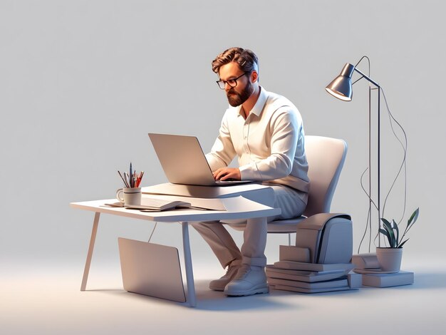 A man sitting at a desk with a laptop