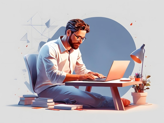 A man sitting at a desk with a laptop