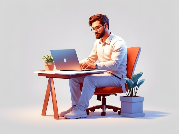 A man sitting at a desk with a laptop