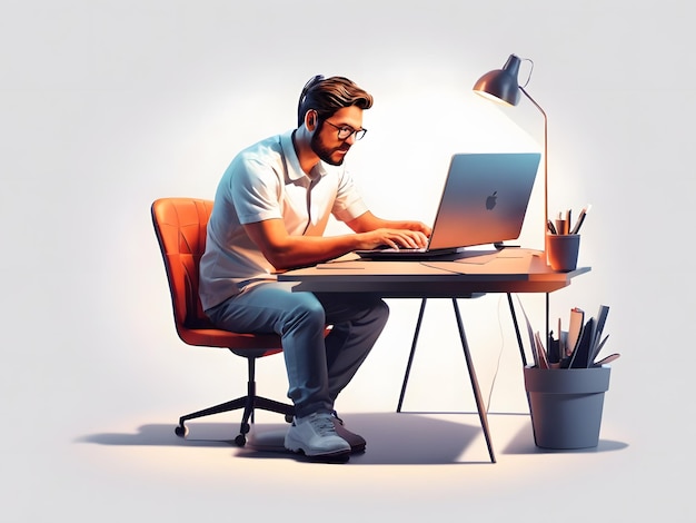 A man sitting at a desk with a laptop