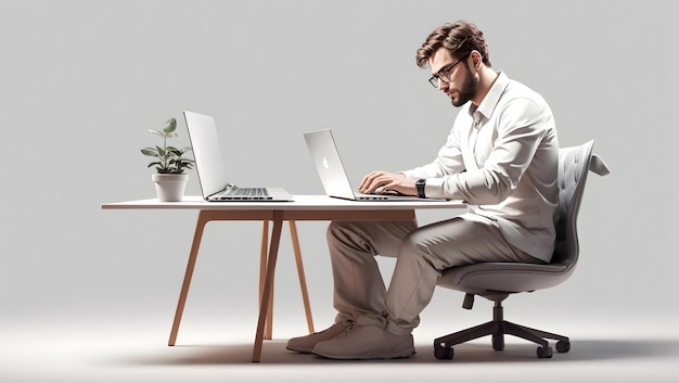 A man sitting at a desk with a laptop