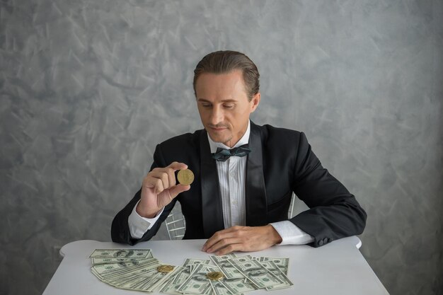 Man sitting in front of a table