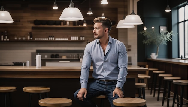 Man sitting inside the restaurant