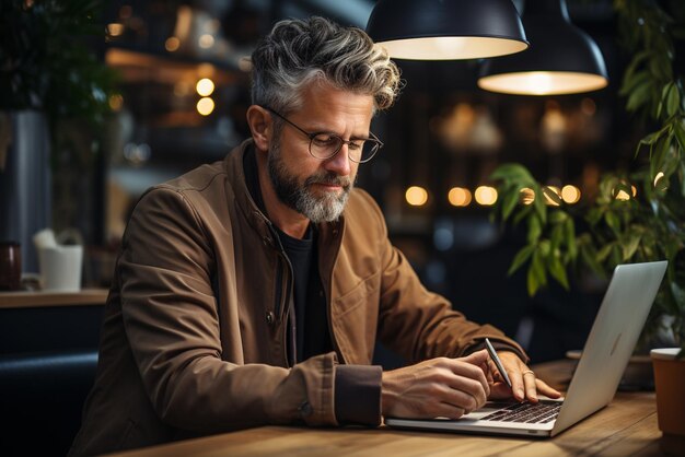 Man sitting on laptop in a room