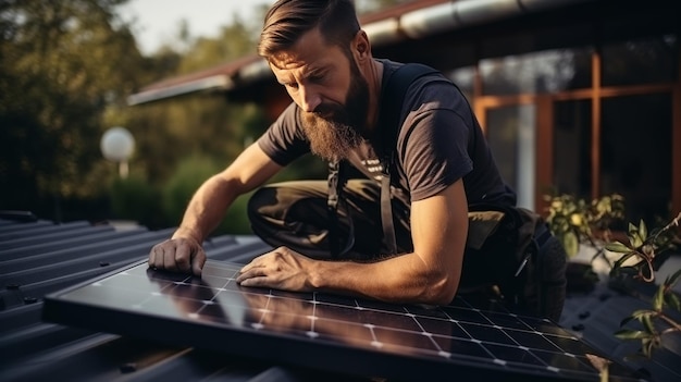 Man Sitting on Metal Roof