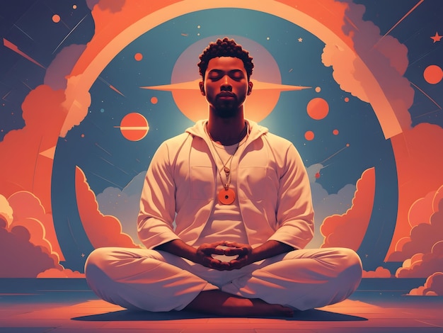 A man sitting in the middle of a meditation pose