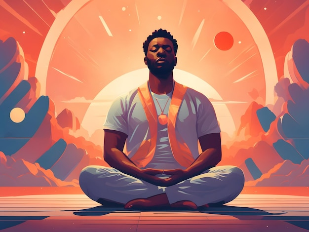 A man sitting in the middle of a meditation pose