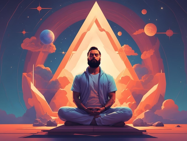 A man sitting in the middle of a meditation pose