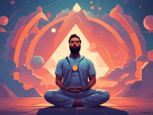 A man sitting in the middle of a meditation pose