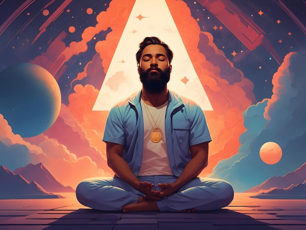 A man sitting in the middle of a meditation pose