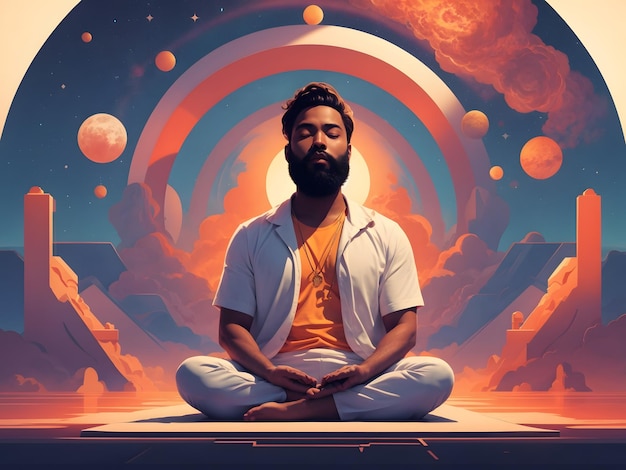 A man sitting in the middle of a meditation pose