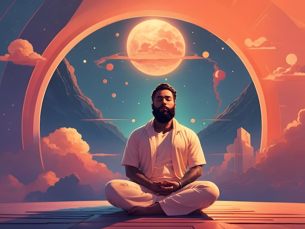 A man sitting in the middle of a meditation pose