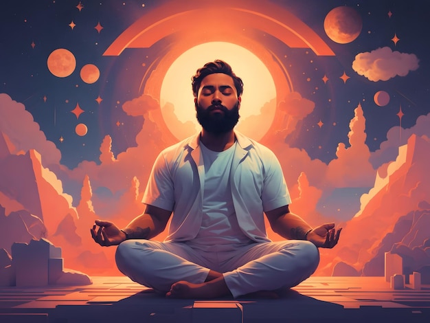 A man sitting in the middle of a meditation pose