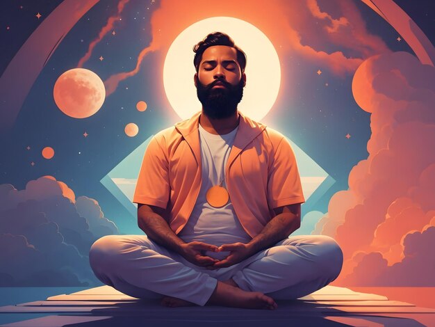 A man sitting in the middle of a meditation pose