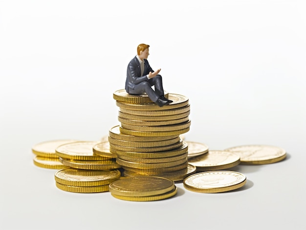 A Man Sitting on A Pile of Coins