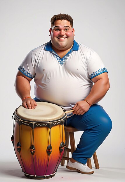 Photo a man sitting on a stool with a drum