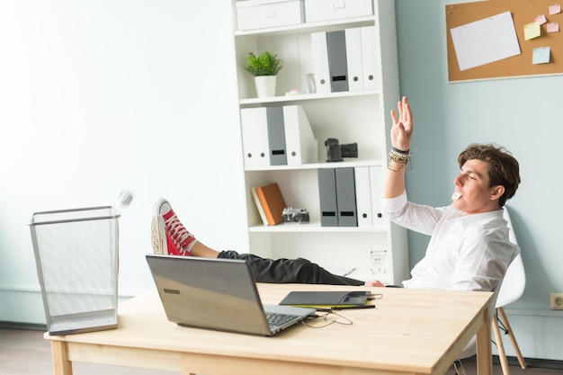 Man sitting on table at home