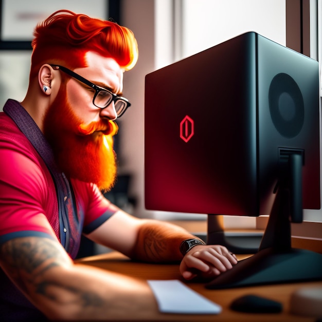 A man sitting at a table with a laptop A man holding a tablet