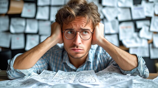 Man Sitting at Table With Papers