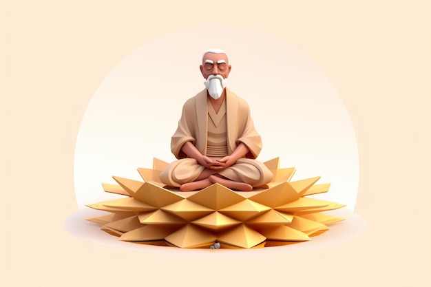 A man sitting on top of a golden flower generative ai image