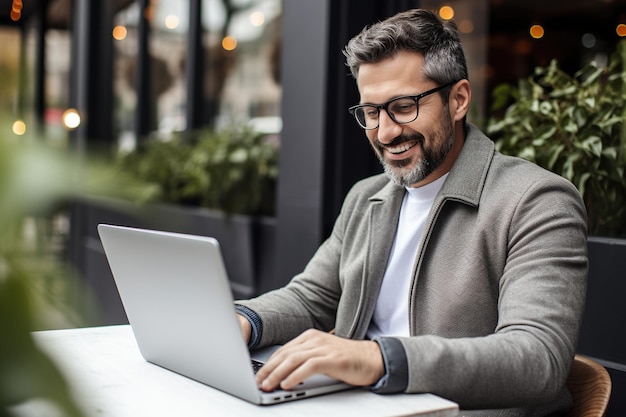 Man sitting with laptop