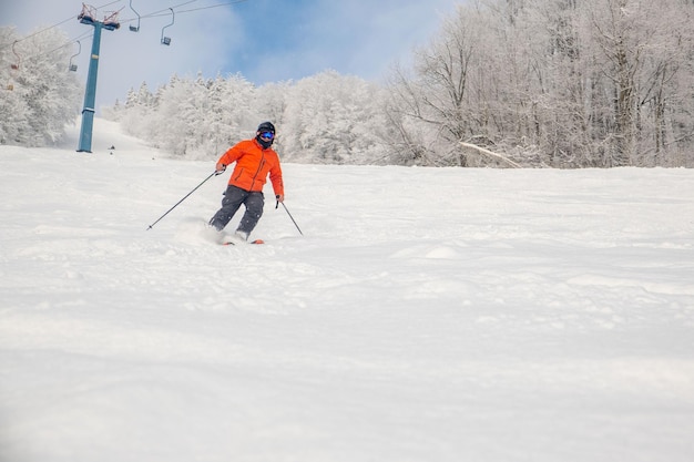 Man skier at ski slope