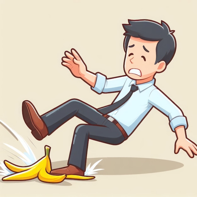 Photo a man slipped on a banana peel